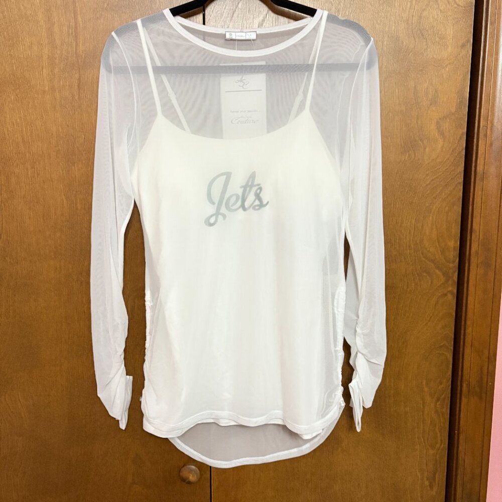NFL New York Jets "Double Team" Cami Top W/ Mesh Overlay - Size: Medium - NWT
